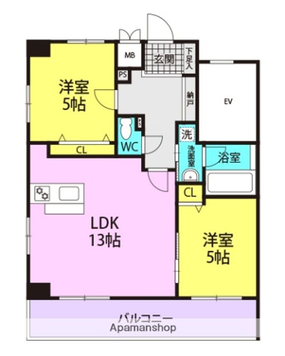 兵庫県尼崎市杭瀬本町1丁目の賃貸マンションの間取り
