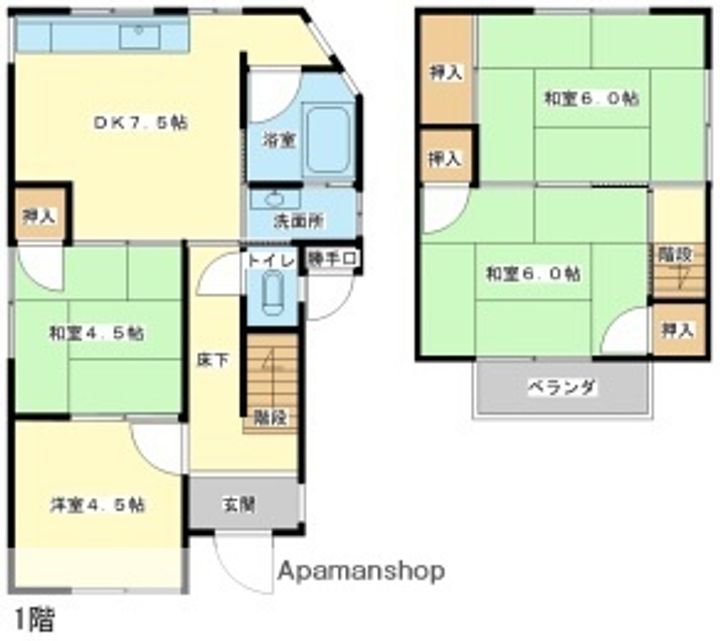 兵庫県姫路市宮上町1丁目(一戸建)の賃貸物件戸建ての間取り