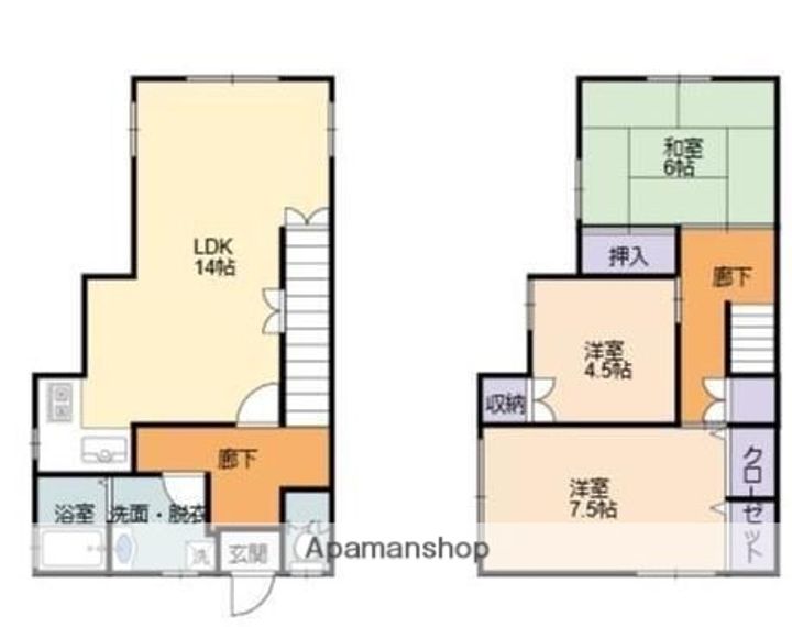 兵庫県姫路市網干区浜田(一戸建)の賃貸物件戸建ての間取り