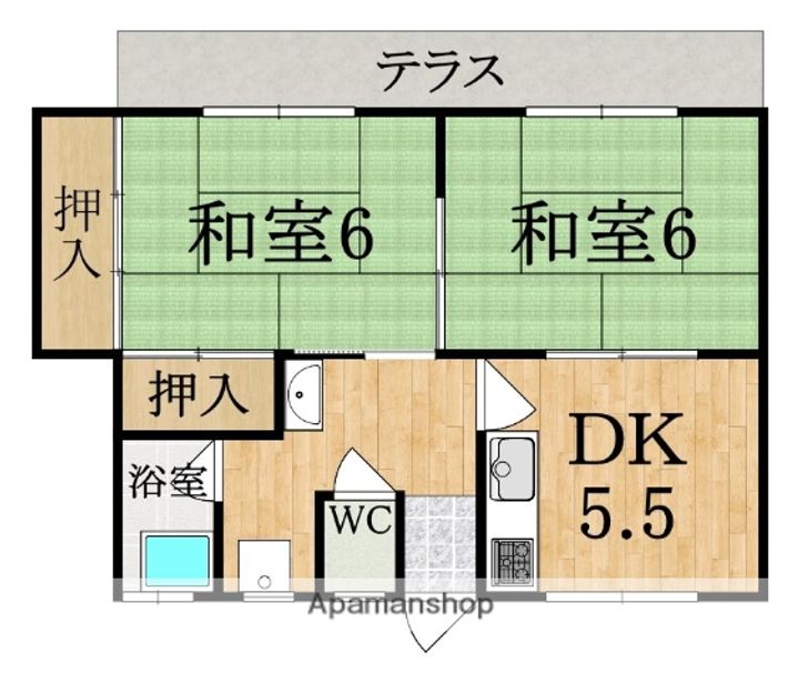 奈良県生駒市辻町の賃貸マンションの間取り
