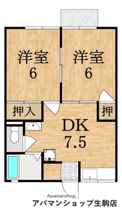 奈良県生駒市壱分町の賃貸アパートの間取り