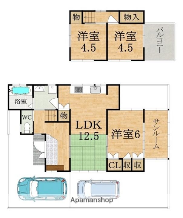 奈良県生駒市北新町(一戸建)の賃貸物件の間取り