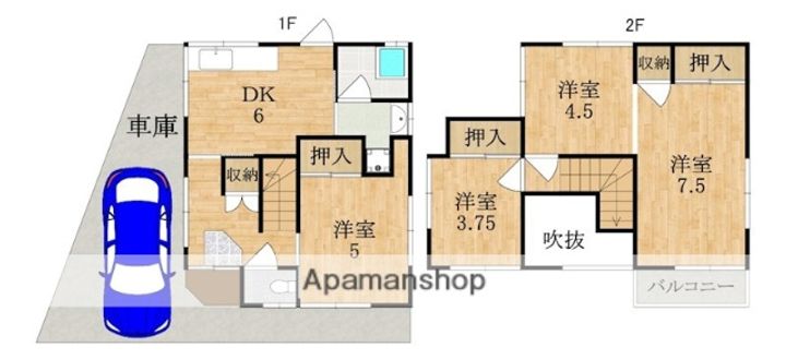 奈良県生駒市小明町(一戸建)の賃貸物件の間取り