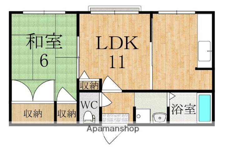 奈良県天理市岩室町の賃貸アパートの間取り
