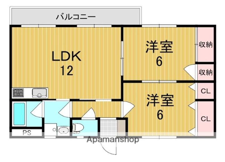 奈良県天理市前栽町の賃貸マンションの間取り