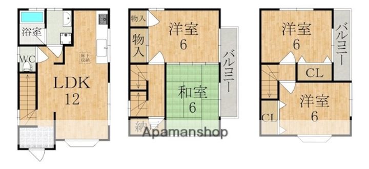 奈良県天理市田町(一戸建)の賃貸物件の間取り