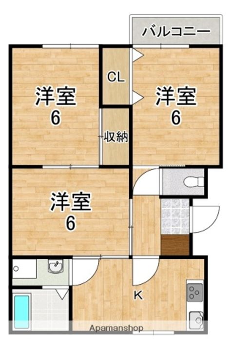 奈良県奈良市佐保台西町の賃貸アパートの間取り