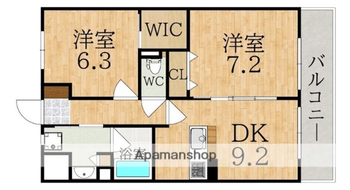 奈良県奈良市あやめ池北1丁目の賃貸マンションの間取り