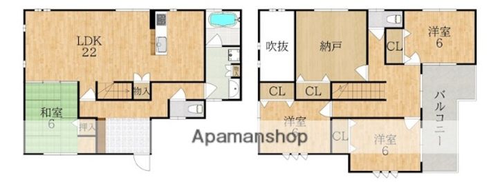 奈良県奈良市藤ノ木台1丁目(一戸建)の賃貸物件の間取り