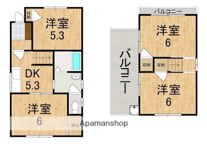 奈良県北葛城郡上牧町米山台1丁目(一戸建)の賃貸物件の間取り