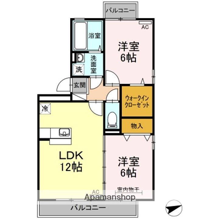 鳥取県米子市両三柳の賃貸アパート301の間取り
