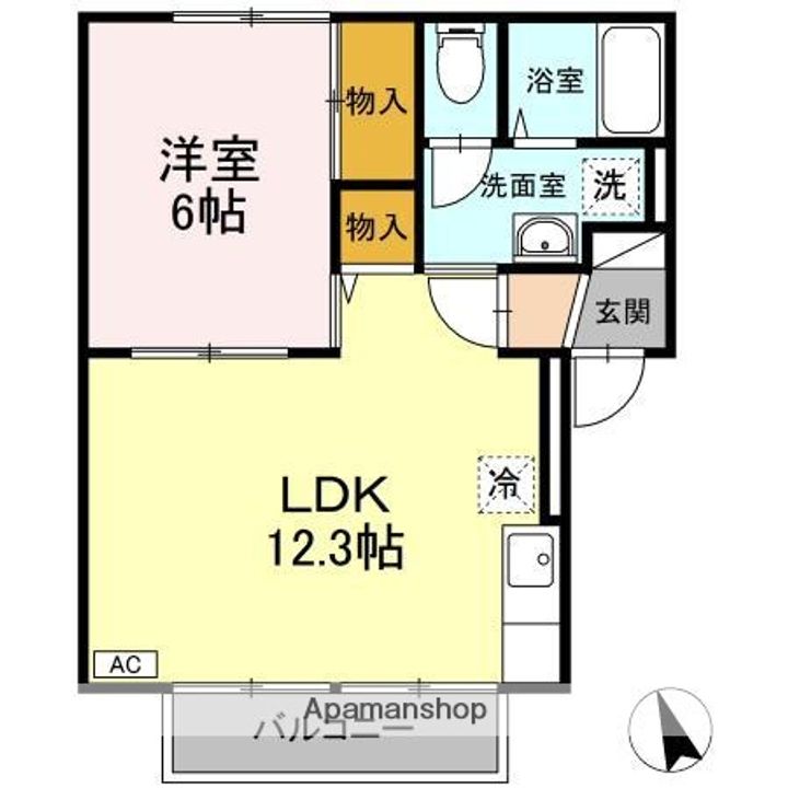 鳥取県米子市皆生6丁目の賃貸アパート101の間取り