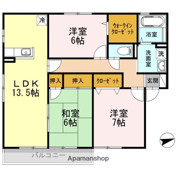 鳥取県米子市観音寺新町2丁目の賃貸アパート101の間取り