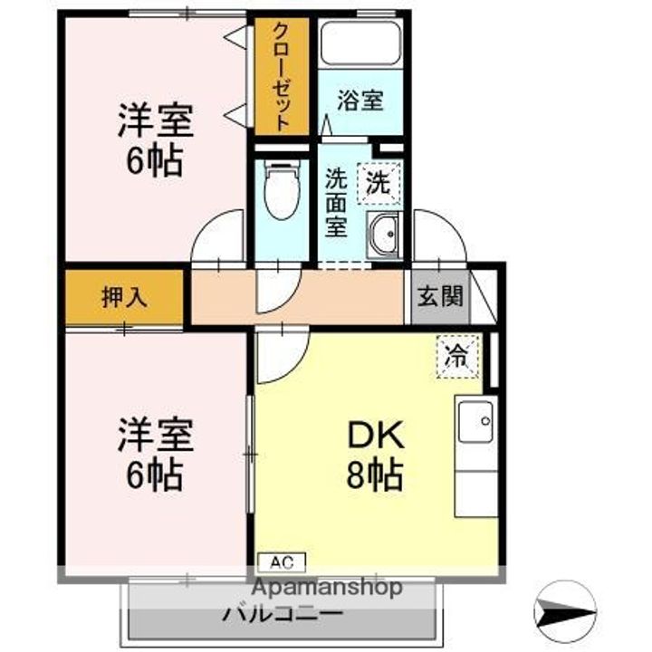 鳥取県米子市東福原7丁目の賃貸アパート202の間取り