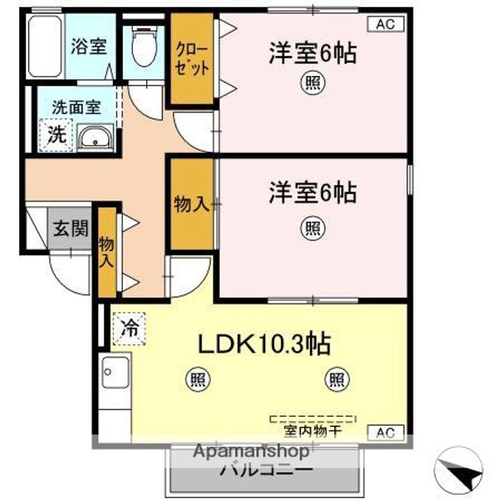 鳥取県米子市皆生新田2丁目の賃貸アパート102の間取り