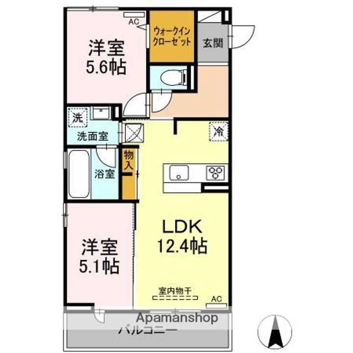 鳥取県境港市元町の賃貸アパート206の間取り