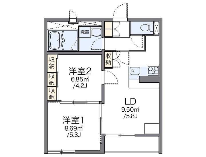 レオパレスシャンブル201の間取り