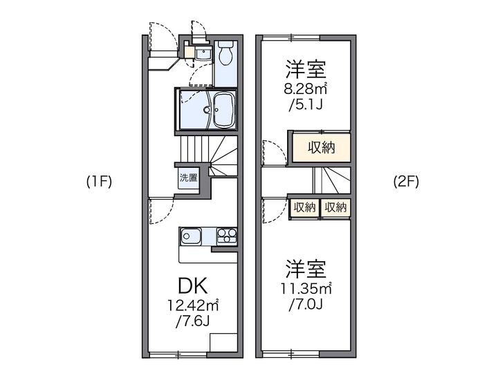 レオパレスラ ルーナB102の間取り