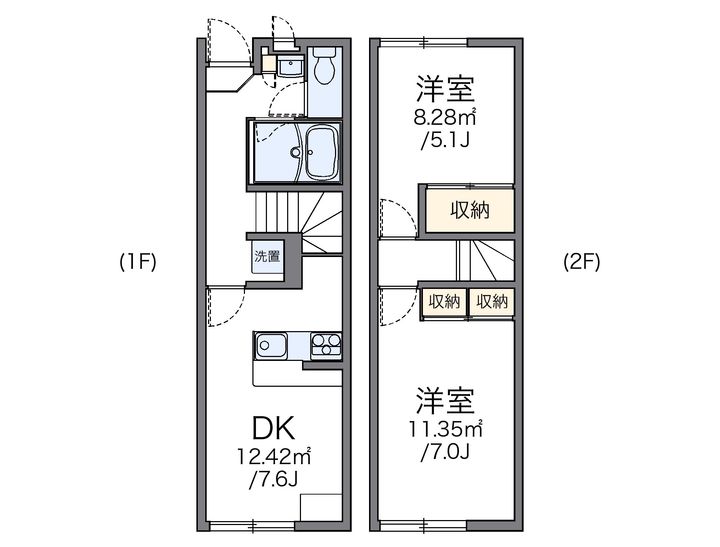 レオパレスラ ルーナA106の間取り