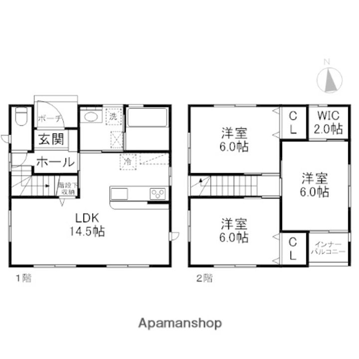 岡山県岡山市中区国富1丁目(一戸建)の賃貸物件戸建ての間取り
