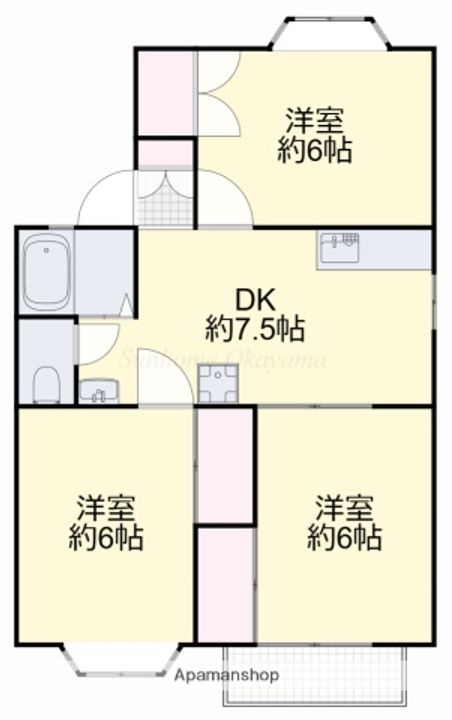 岡山県岡山市東区大多羅町の賃貸アパートの間取り