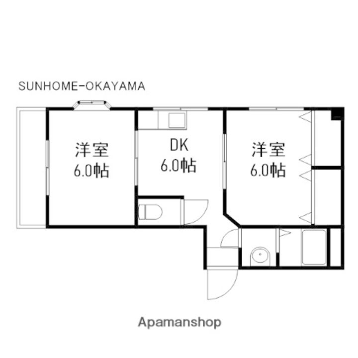 岡山県岡山市南区浜野3丁目の賃貸マンションの間取り