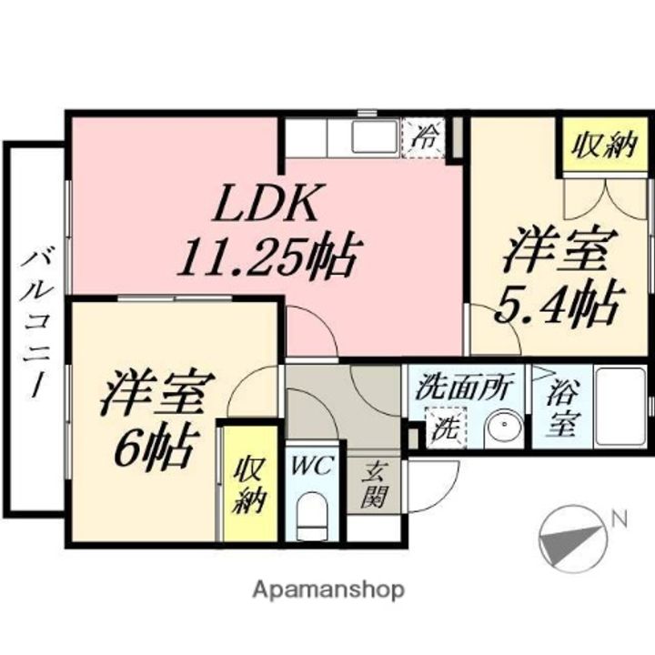 岡山県岡山市北区吉備津の賃貸アパートの間取り