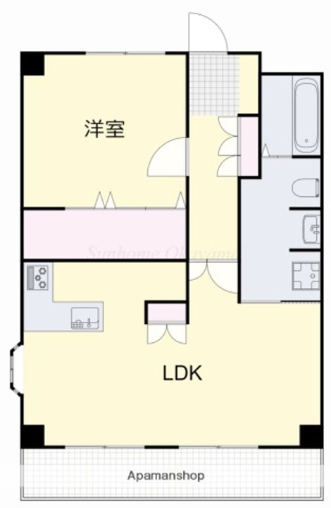 岡山県岡山市中区門田本町2丁目の賃貸マンションの間取り