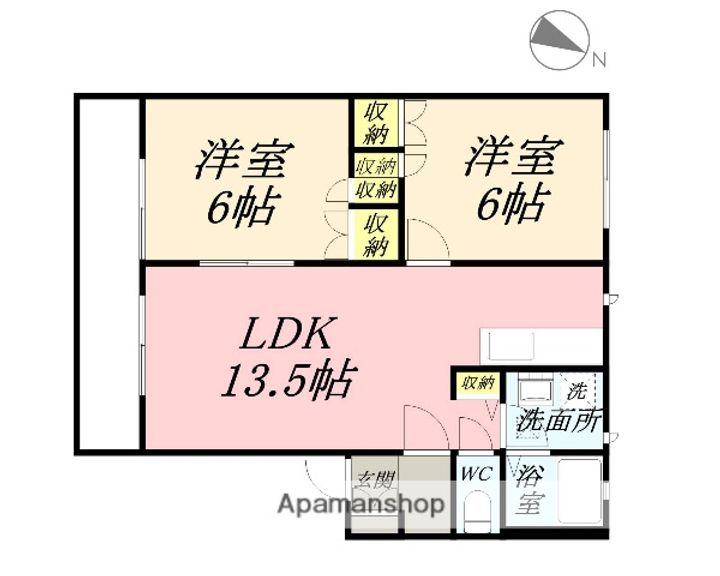 岡山県岡山市北区平野の賃貸アパートの間取り