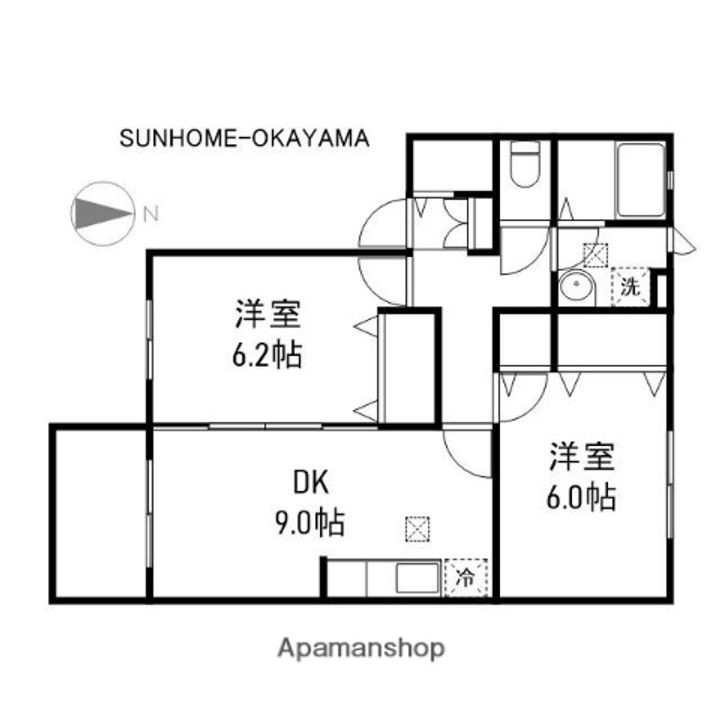 岡山県岡山市北区白石東新町の賃貸アパートの間取り