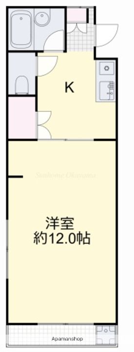 岡山県岡山市北区津高の賃貸マンションの間取り
