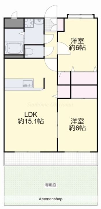 岡山県岡山市北区中仙道1丁目の賃貸マンションの間取り