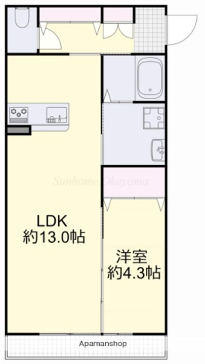岡山県岡山市南区当新田の賃貸アパートの間取り