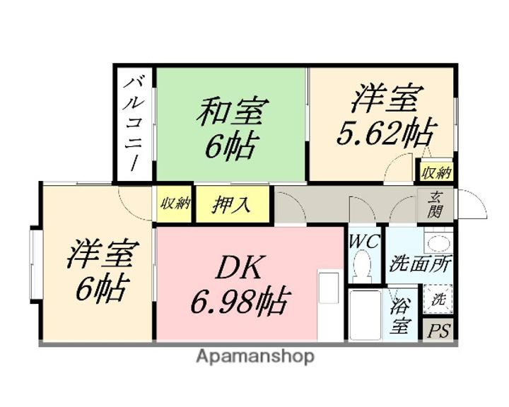 岡山県岡山市北区青江1丁目の賃貸マンションの間取り