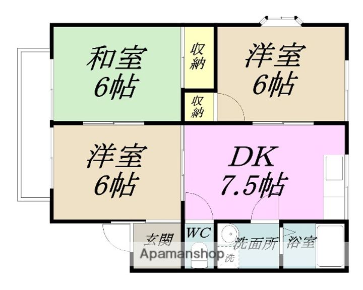 岡山県岡山市北区十日市中町の賃貸アパートの間取り
