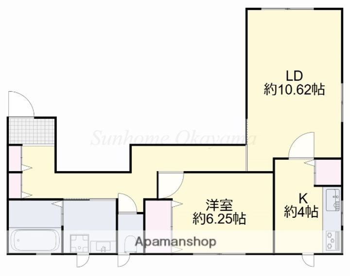岡山県岡山市東区西大寺中野の賃貸アパートの間取り