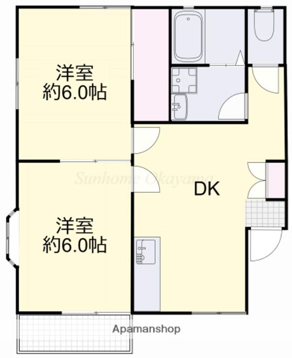 岡山県岡山市南区南輝1丁目の賃貸アパートの間取り