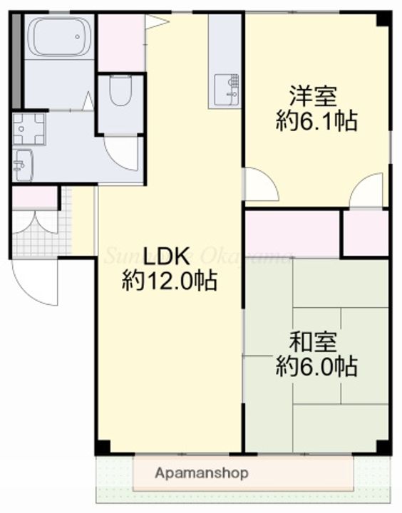 岡山県岡山市東区大多羅町の賃貸アパートの間取り