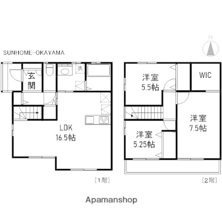 岡山県岡山市北区津島南1丁目(一戸建)の賃貸物件の間取り