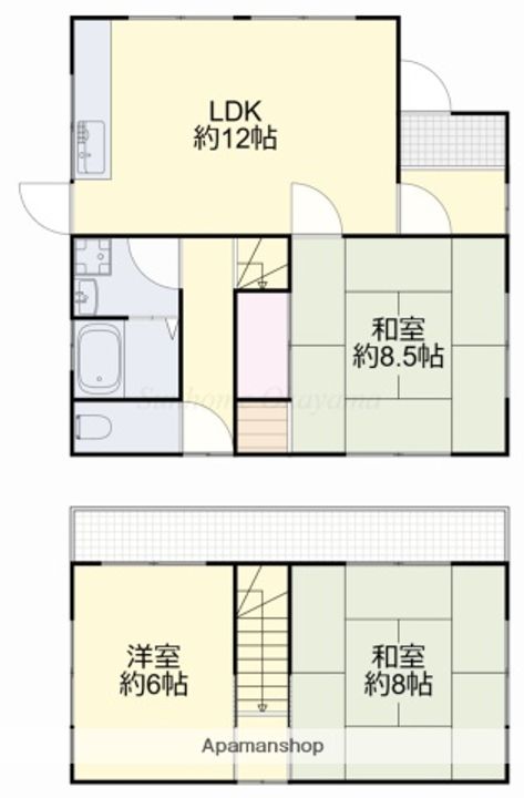 岡山県岡山市中区湊(一戸建)の賃貸物件の間取り