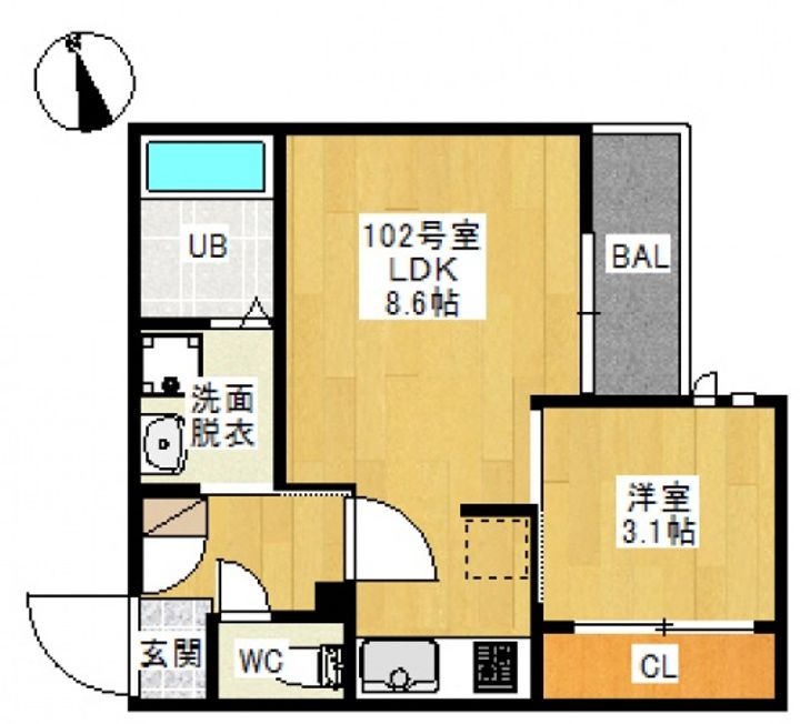 岡山県岡山市南区新保の賃貸アパートの間取り