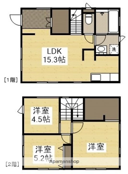 岡山県倉敷市福島(一戸建)の賃貸物件戸建ての間取り