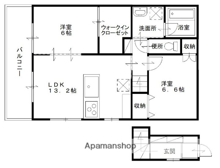 エクセレンス早島 D棟210の間取り