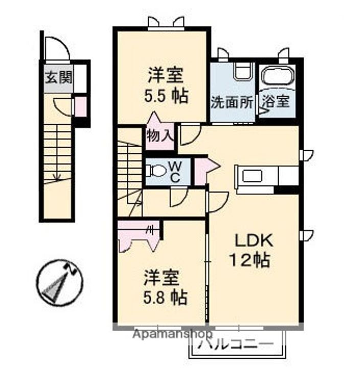 グレースメゾン湊 F棟の間取り