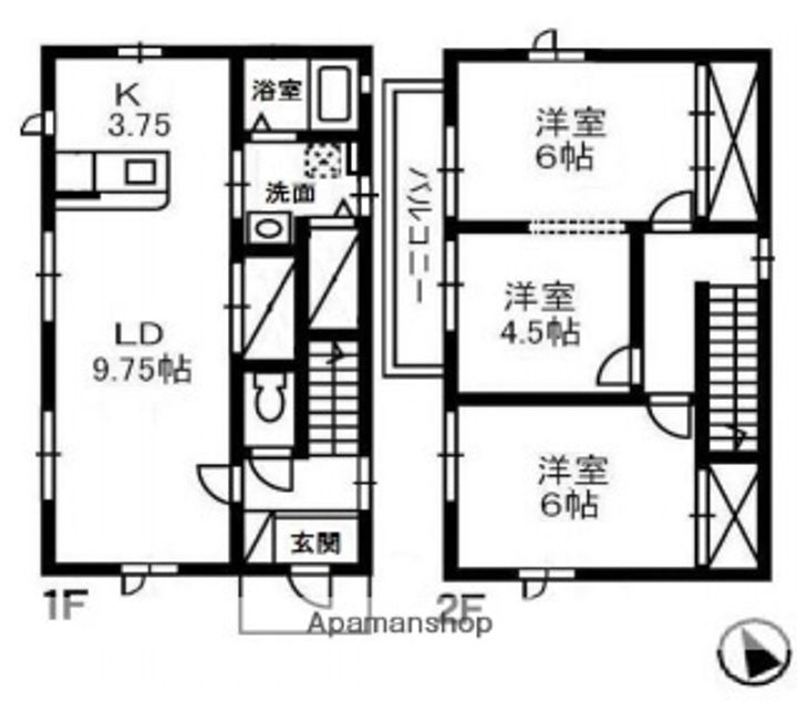 岡山県倉敷市西阿知町西原(一戸建)の賃貸物件戸建ての間取り