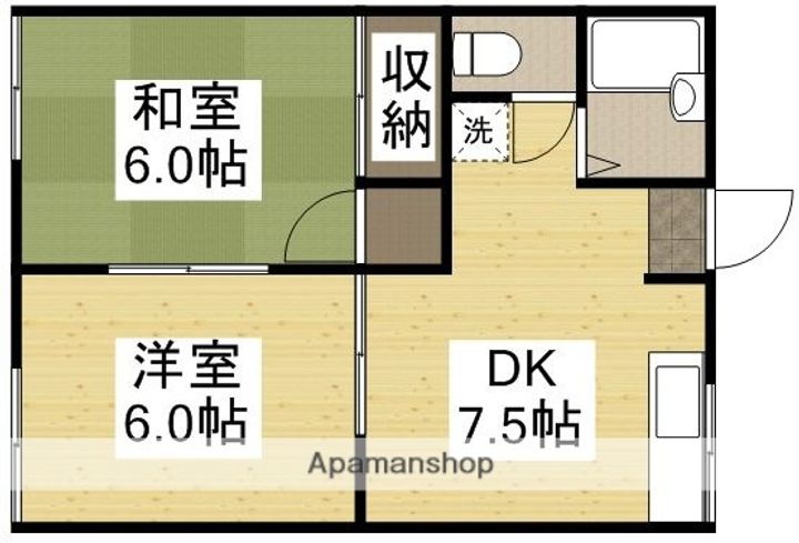 迫間ヒカリハイツ202の間取り