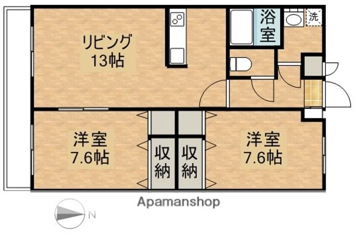 岡山県岡山市北区中井町1丁目の賃貸マンションの間取り