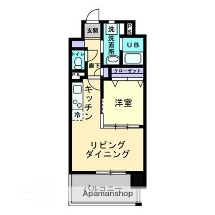 岡山県岡山市北区弓之町の賃貸マンションの間取り