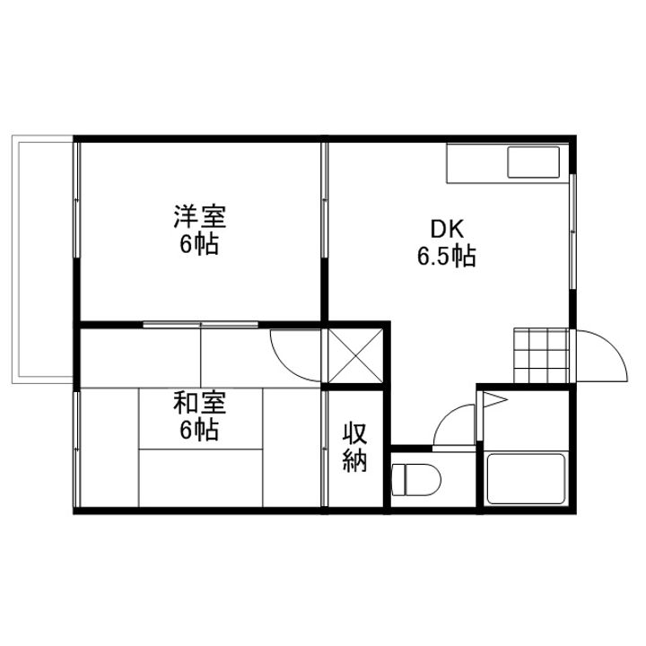 岡山県岡山市北区田中の賃貸アパートの間取り