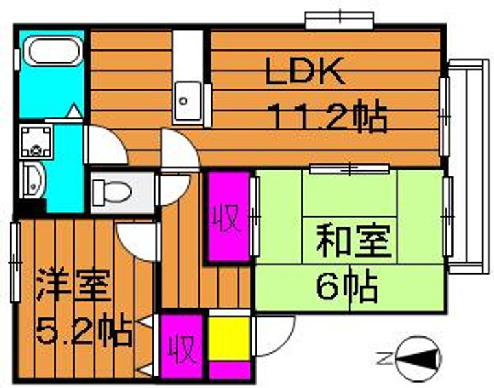 ヴィアーレ中畝 A202号室の間取り